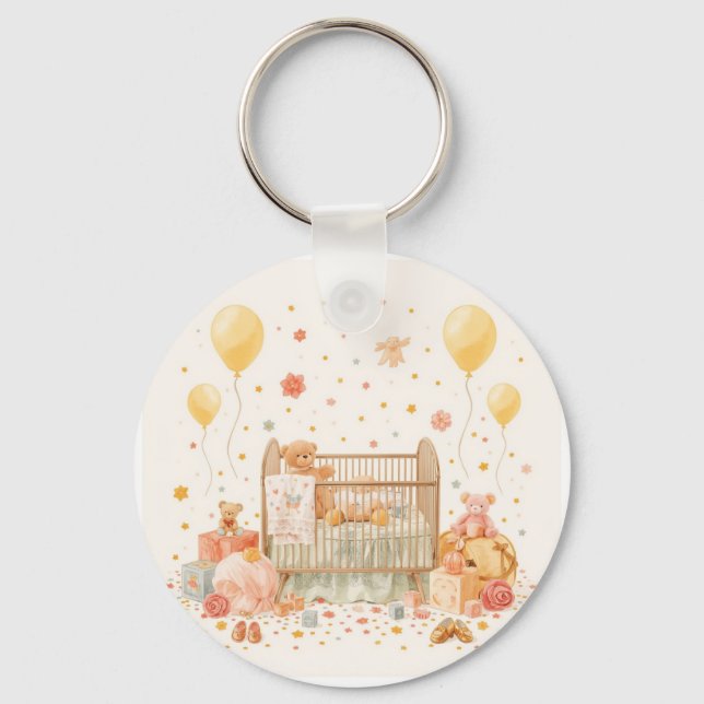 Neues Baby feiern Schlüsselanhänger (Vorderseite)