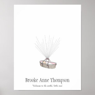 Neues Baby-Fingerabdruck-Ballon-Gästebuch - Rosa Poster