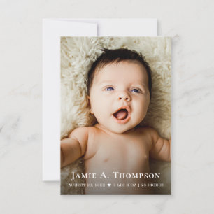 Neues Baby-Foto Danke Herz Moderne Geburt Ankündigung