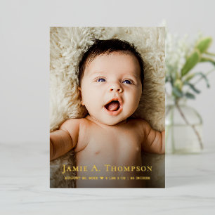 Neues Baby-Foto Danke Herz Moderne Geburt Folieneinladung