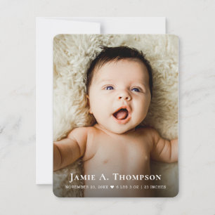 Neues Baby-Foto Einfaches Herz Modernes Geburtsank Ankündigung