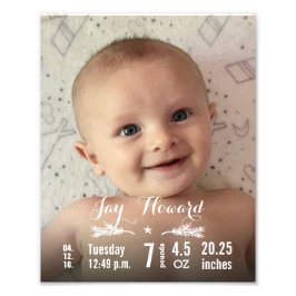 Neues Baby Foto mit Baby Stats Pine Branch & Star