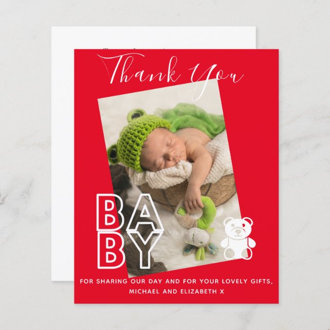 Neues Baby Foto Vielen Dank Karten Modernes Budget (Vorne/Hinten)