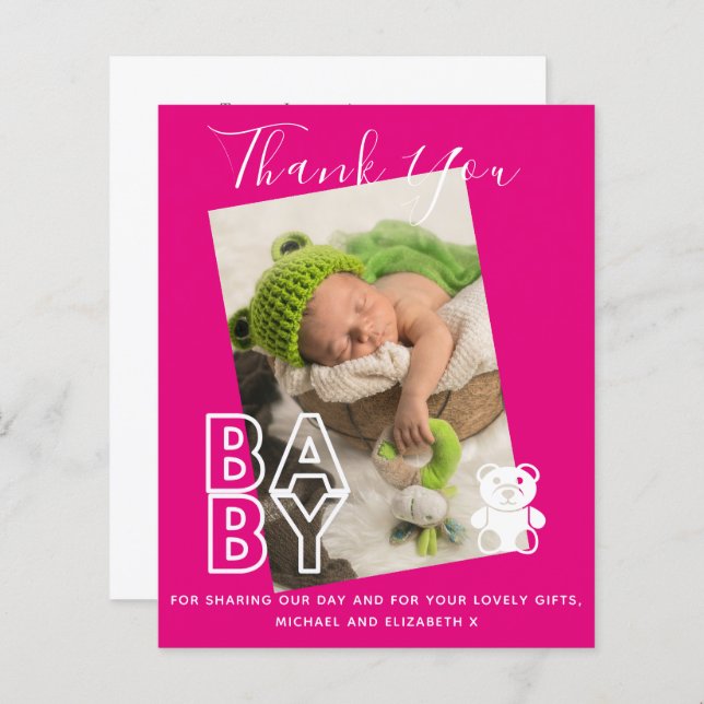Neues Baby Foto Vielen Dank Karten Modernes Budget (Vorne/Hinten)