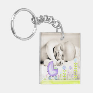 Neues Baby Fügen Sie Ihr eigenes Foto doppelseitig Schlüsselanhänger