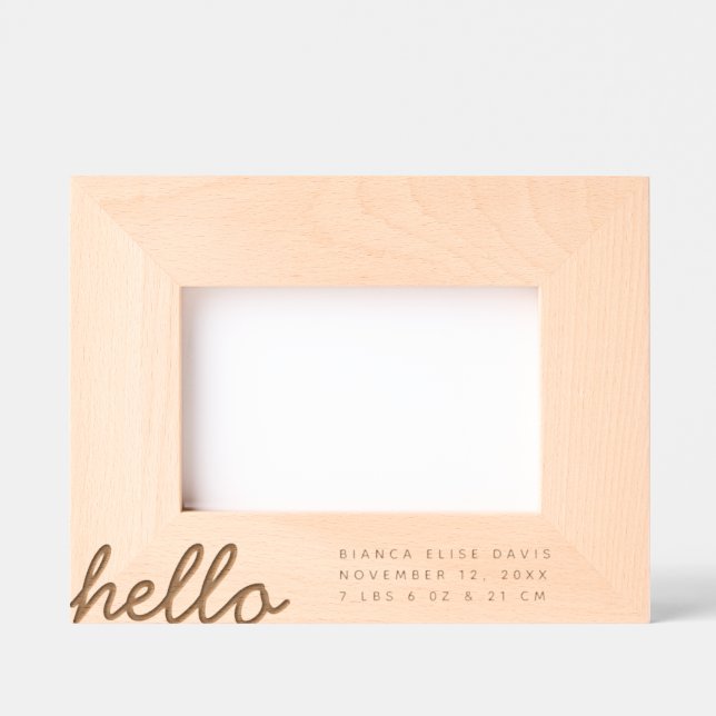 Neues Baby Info-Foto Keepake Geätzte Rahmen (Vorderseite)