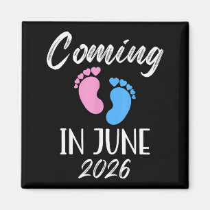 Neues Baby kommt im Juni 2026 Lustiger Baby Shower Magnet