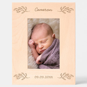 Neues Baby Personalisierter Name Datum Botanische  Geätzte Rahmen