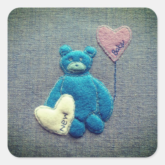 Neues Baby Quadratischer Aufkleber (Vorderseite)