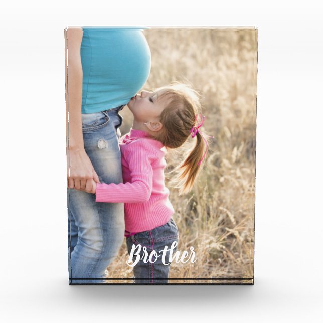 Neues Baby-Schwangerschafts-Foto mit Geschwister Fotoblock (Vorderseite)