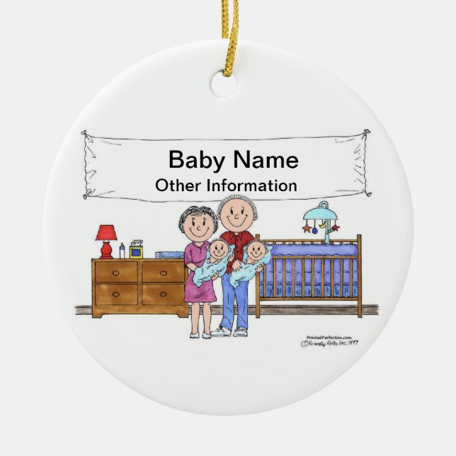 Neues Baby, Zwillinge - Jungen Keramik Ornament (Vorne)