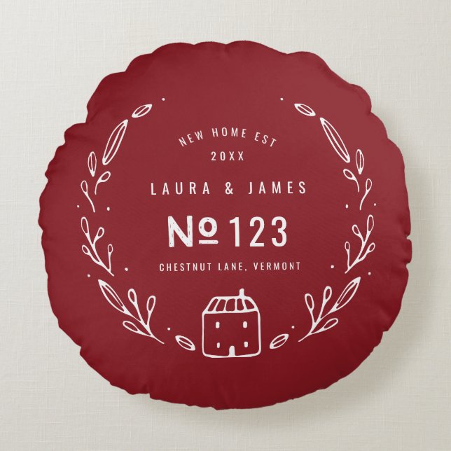 Neues Blumendesign aus der Hand Rundes Kissen (Vorderseite)