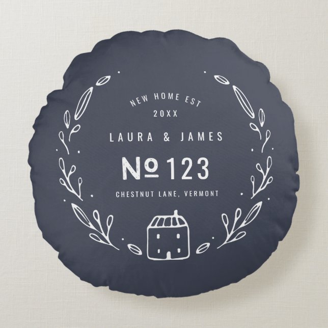 Neues Blumendesign aus der Hand Rundes Kissen (Vorderseite)