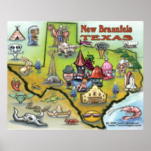 Neues Braunfels TEXAS Map Poster