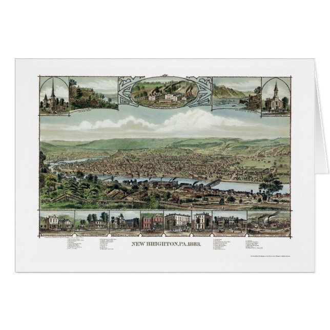 Neues Brighton, panoramische Karte PAs - 1883 (Vorderseite (Horizontal))