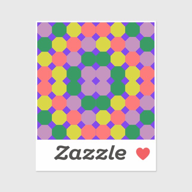 Neues, buntes Achteckon-Design, Geometrisches Okta Aufkleber (Blatt)