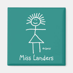 Neues Chalk-Strichmännchen für Lehrer auf der grün Magnet