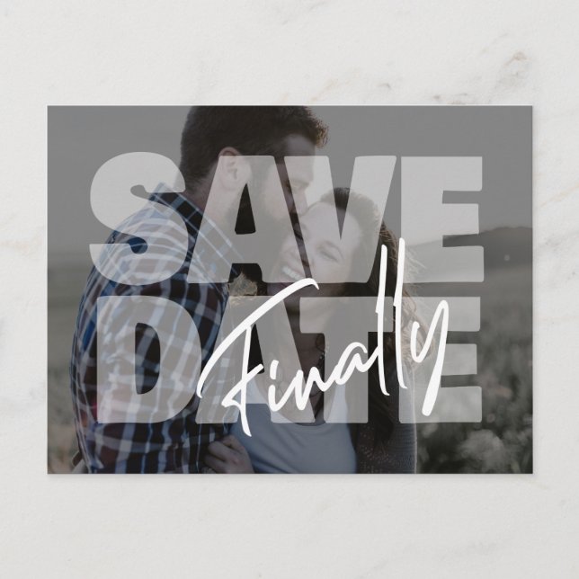 Neues Date Hochzeitsfest Foto modern Save the Date Ankündigungspostkarte (Vorderseite)