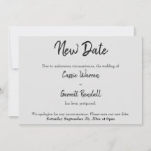 "Neues Datum" Zurückgestellt Hochzeitschwarz auf d