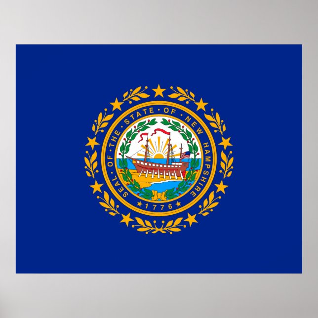 Neues Design der Hampshire State Flag Poster (Vorne)