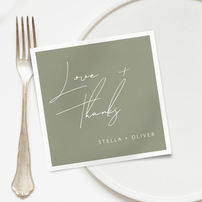 Neues Dokument zur grünen Script-Liebe Serviette (Modern Sage Green Script Love Thanks Paper Napkins)