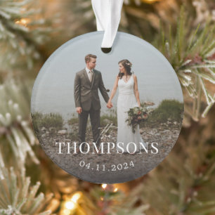 Neues Foto für die Hochzeit von Nachnamen und Dat Ornament