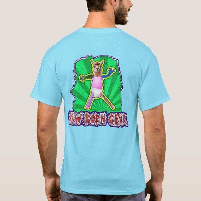 Neues Geborenes Getriebe (Llama-Bild) - gefärbt T-Shirt (Rückseite)