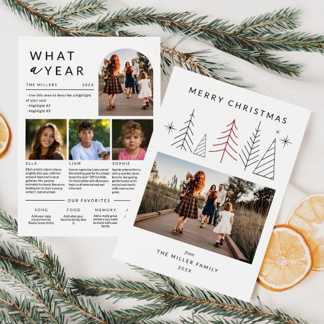 Neues geometrisches Weihnachtsjahr im Foto Feiertagskarte (Modern Family Photo Year In Review Christmas Card)