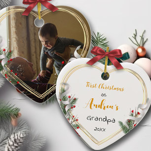 Neues Grandpa & Baby Holly Pine Gold Frame Foto Ornament