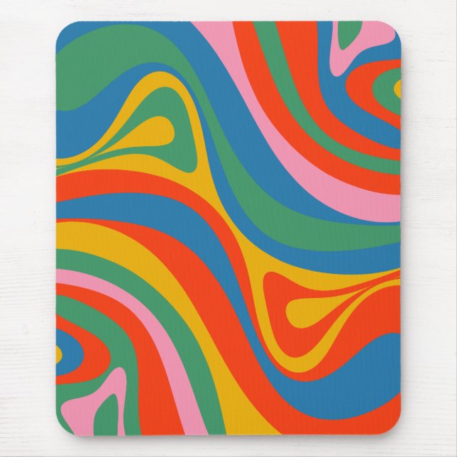 Neues Groove Retro Trippy Abstraktes Muster Mousepad (Vorne)