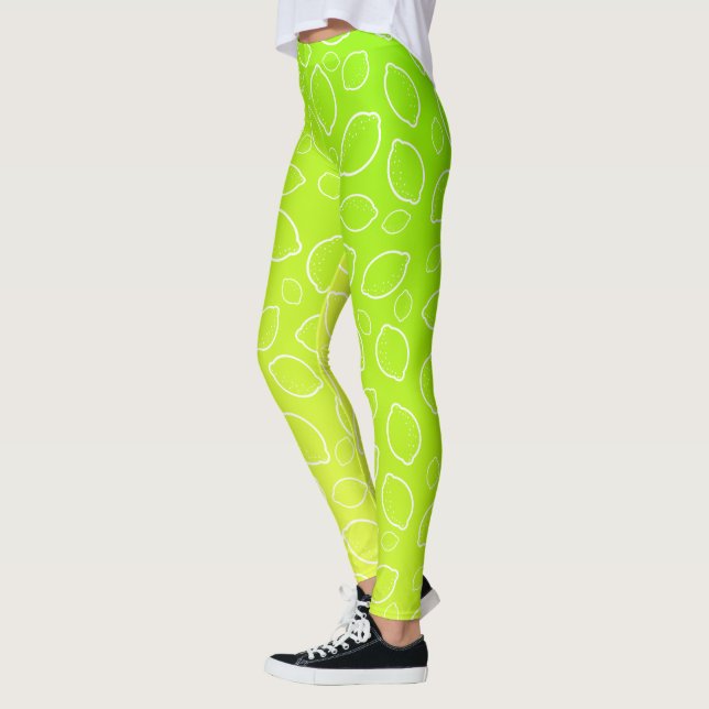 neues grünes gelbes Zitronenmuster des girly Leggings (Links)