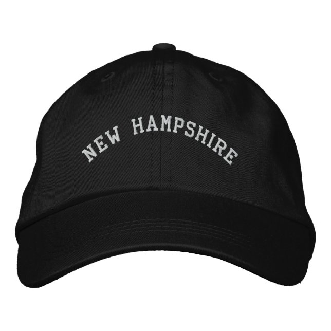 Neues Hampshire bestickte, anpassbare Cap Black Bestickte Baseballkappe (Vorderseite)
