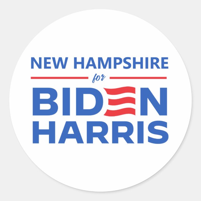 Neues Hampshire für Biden Harris Runder Aufkleber (Vorderseite)