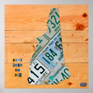 Neues Hampshire-Lizenzschild Karte Poster