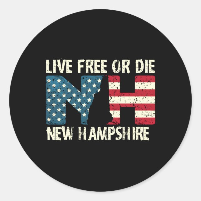 Neues Hampshire Patriotic Live Free oder Die Produ Runder Aufkleber (Vorderseite)