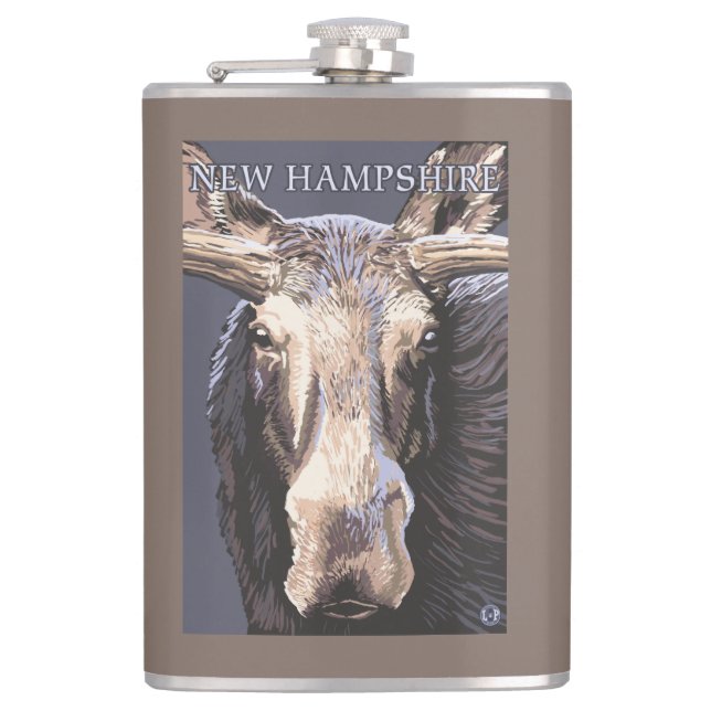 Neues HampshireMoose herauf nahes Flachmann (Vorderseite)