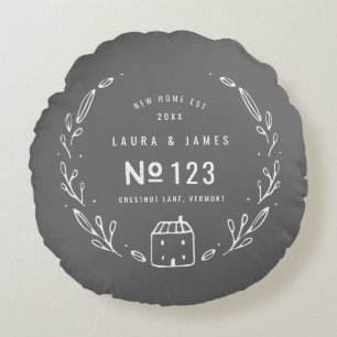 Neues Haus handgezeichnetes florales Design Rundes Kissen