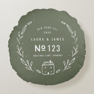 Neues Haus handgezeichnetes florales Design Rundes Kissen