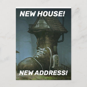NEUES HAUS NEUE ADRESSE! FUNNY SHOE HOUSE POSTCARD POSTKARTE