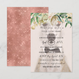 Neues Haustier-Hund-Foto Blumen Goldene Rose Funke Einladung