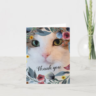 Neues Haustier / Weißes getigertes Katzenfoto Dankeskarte