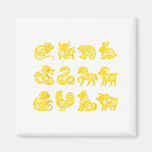 Neues Hemd Glückliches Lunar Tiere 12 Chinesisch Magnet
