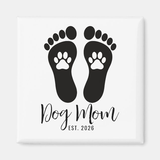 Neues Hundemutter-Tatzenabdruck-Skript-Gründungsda Magnet (Vorne)
