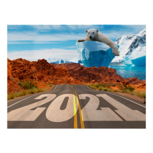 Neues Jahr 2021, globale Erwärmung und Klimawandel Poster