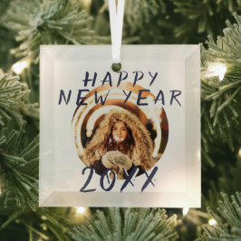 Neues Jahr 2023 Runde Foto Ornament Aus Glas
