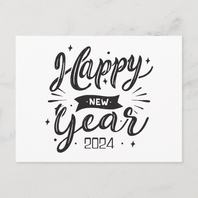 Neues Jahr 2024 Feiertagspostkarte (Vorderseite)