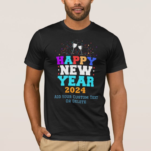 Neues Jahr 2024 Feuerwerk Glück Neue Jahre Party T-Shirt (Vorderseite)