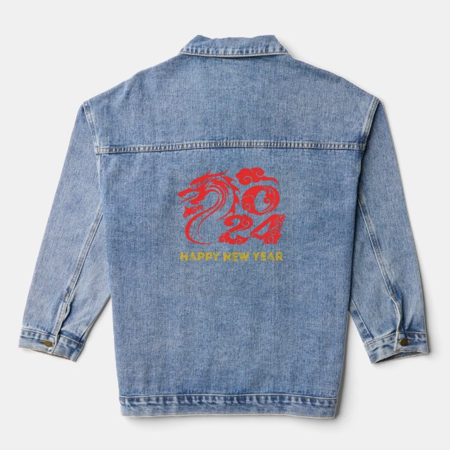 Neues Jahr 2024 Jeansjacke (Rückseite)