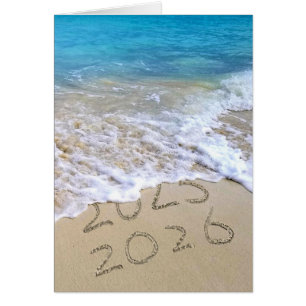 Neues Jahr 2025 Beach Sign mit Ocean Surf