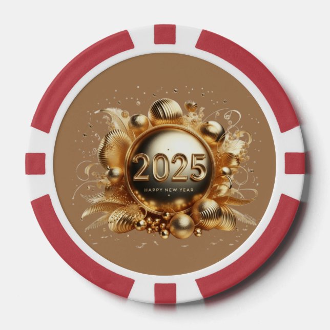 Neues Jahr 2025 Design Pokerchips (Vorderseite)